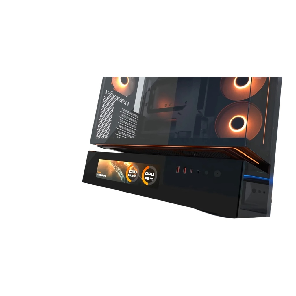 Gabinete PC Mid-Tower Atx Negro Con Iluminación Argb Vidrio Templado 2 Ventiladores Argb Sin Fuente