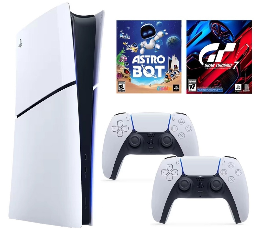 Consola Sony Playstation 5 Slim Digital Con Joystick Dualsense Y Juegos Astro Bot Y Gran Turismo 7
