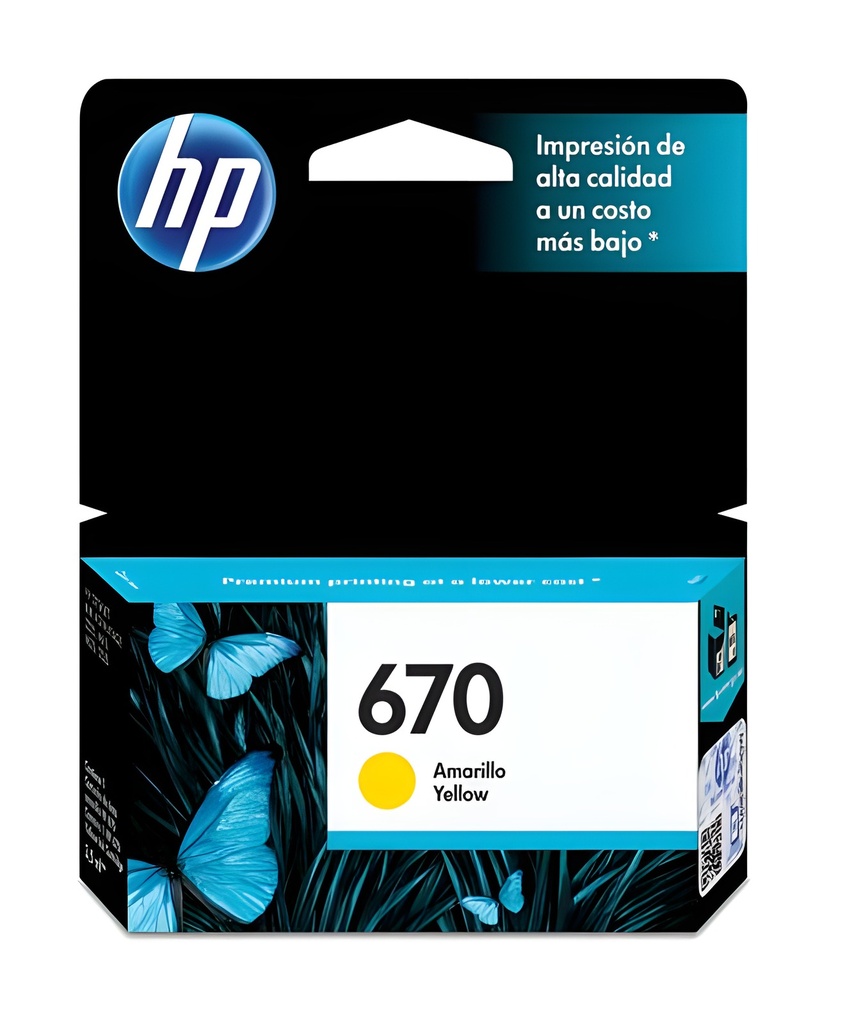 Cartucho De Tinta Hp 670 Amarilla Original