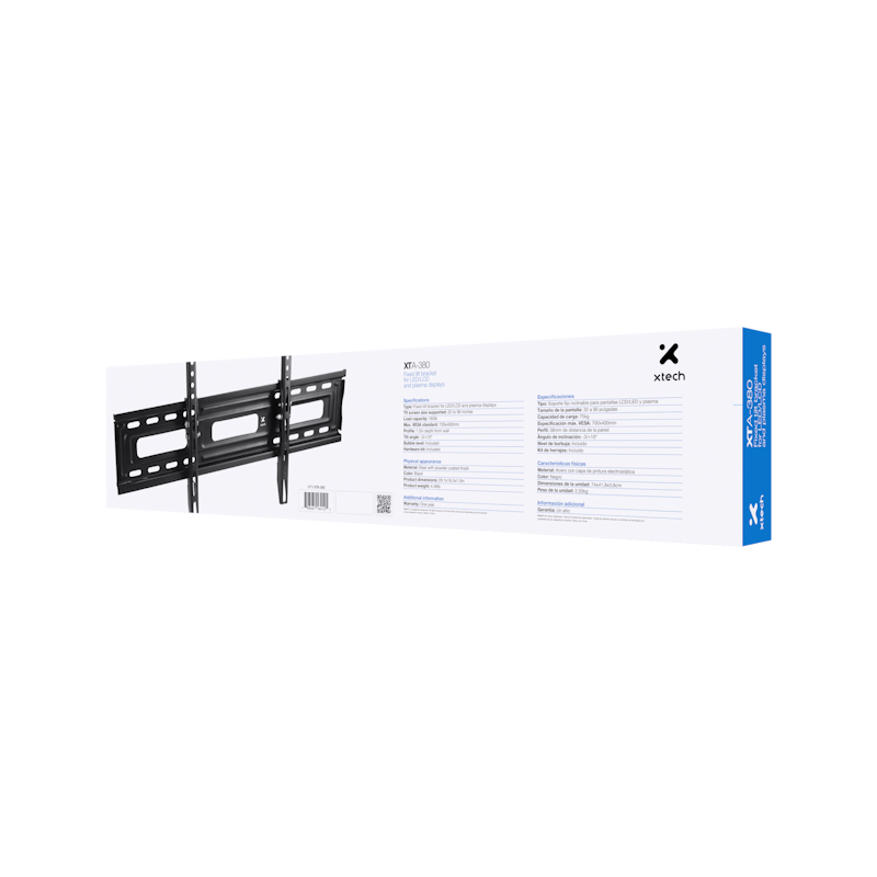 Soporte Fijo Inclinable Para Pantallas 32-90" 75Kg Acero Negro