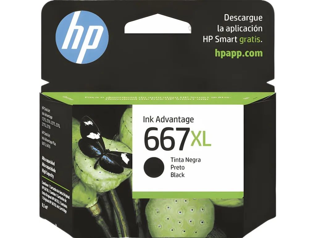Cartucho De Tinta Hp 667XL Negro Alto Rendimiento Original