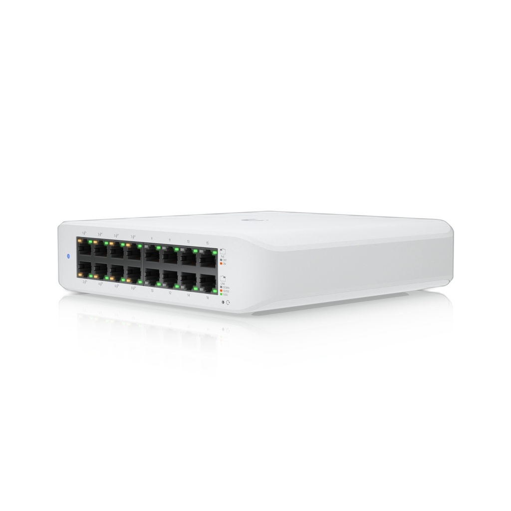 Switch No Administrable 16 Puertos Gigabit 8 Uplinks PoE+ 120W