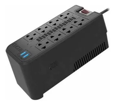 Regulador De Voltaje 220V 8 Tomas 1200VA 600W Con 2 USB