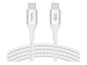 Belkin BoostCharge - Cable USB - 24 pin USB-C (M) a 24 pin USB-C (M) - USB 2.0 - 2 m - compatible con hasta 240 W de potencia - blanco