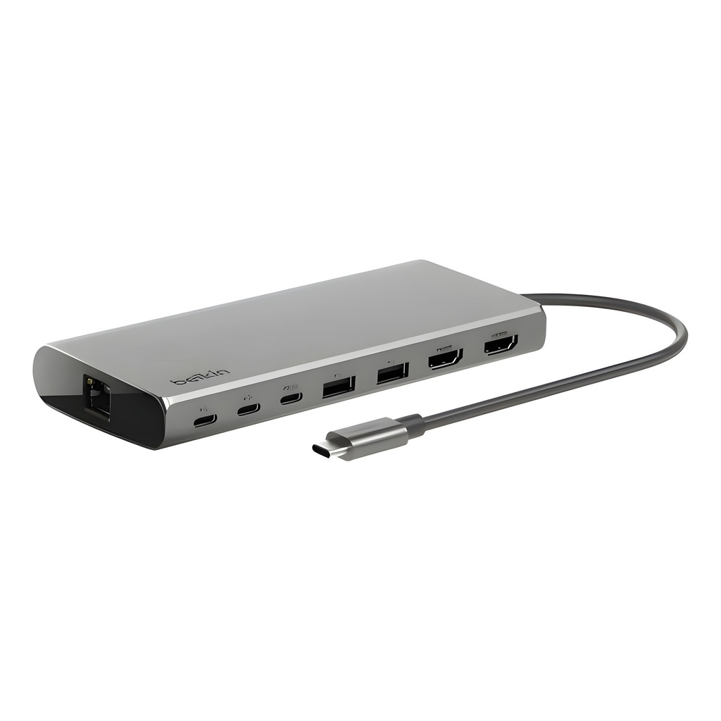 Hub USB-C 8 Puertos Con Carga Y Salida De Video Dual