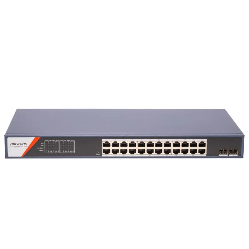 Switch No Administrable 24 Puertos Gigabit 2 Uplinks Fibra Óptica PoE 400W