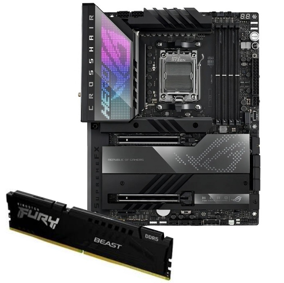 Placa Madre ASUS ROG Crosshair X670E Hero AM5 + Memoria DDR5 Kingston Fury Beast 32GB 5600MHz