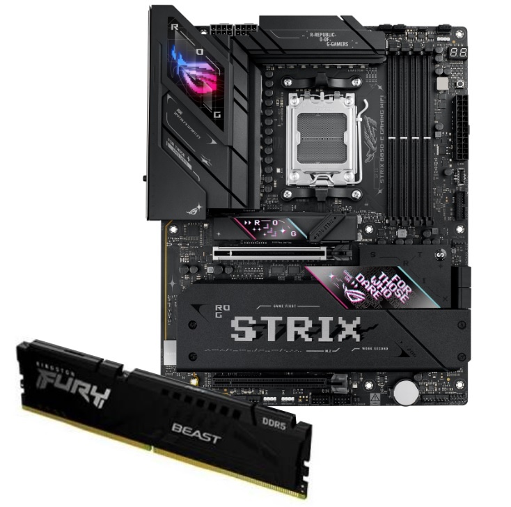 Placa Madre ASUS ROG Strix B850-E AM5 + Memoria DDR5 Kingston Fury Beast 32GB 5600MHz