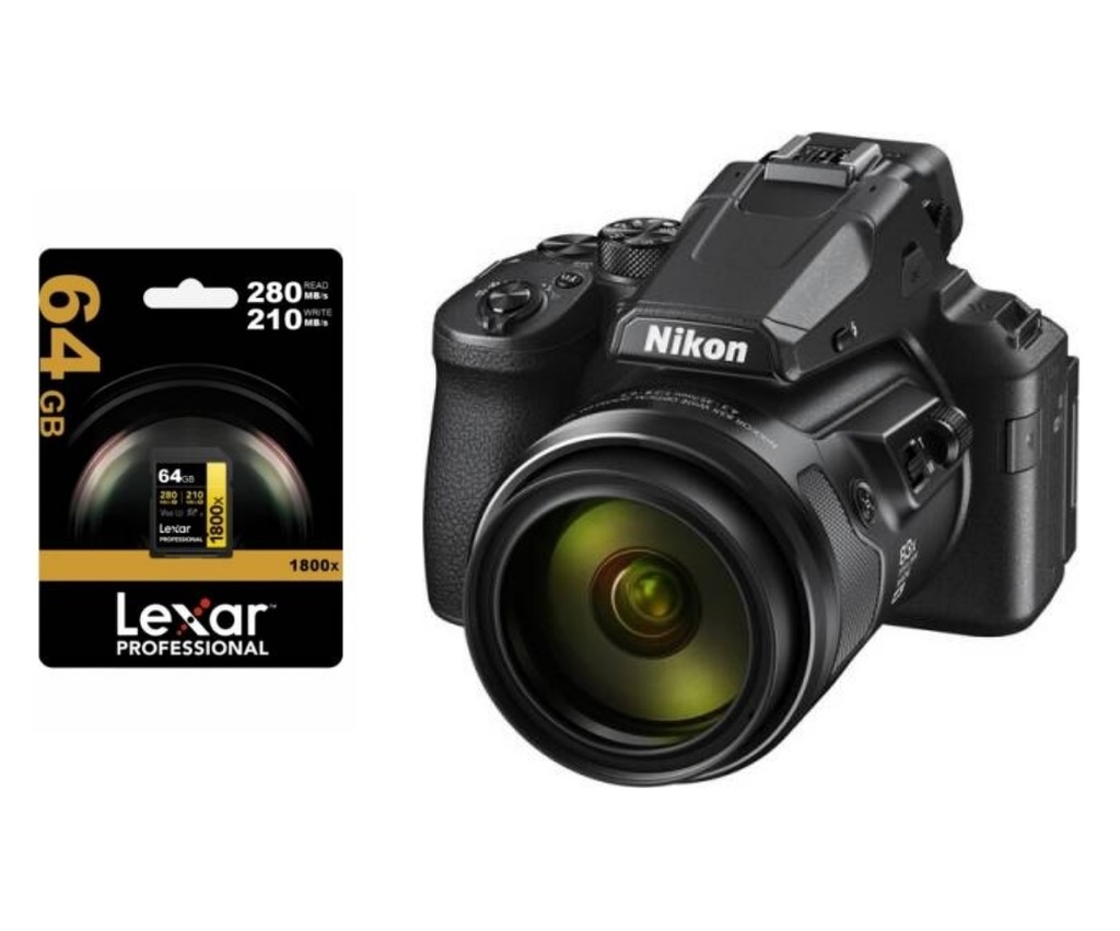Cámara Compacta Nikon P950 + Memoria SDXC Lexar Pro 1800X 64GB UHS-II Gold Series