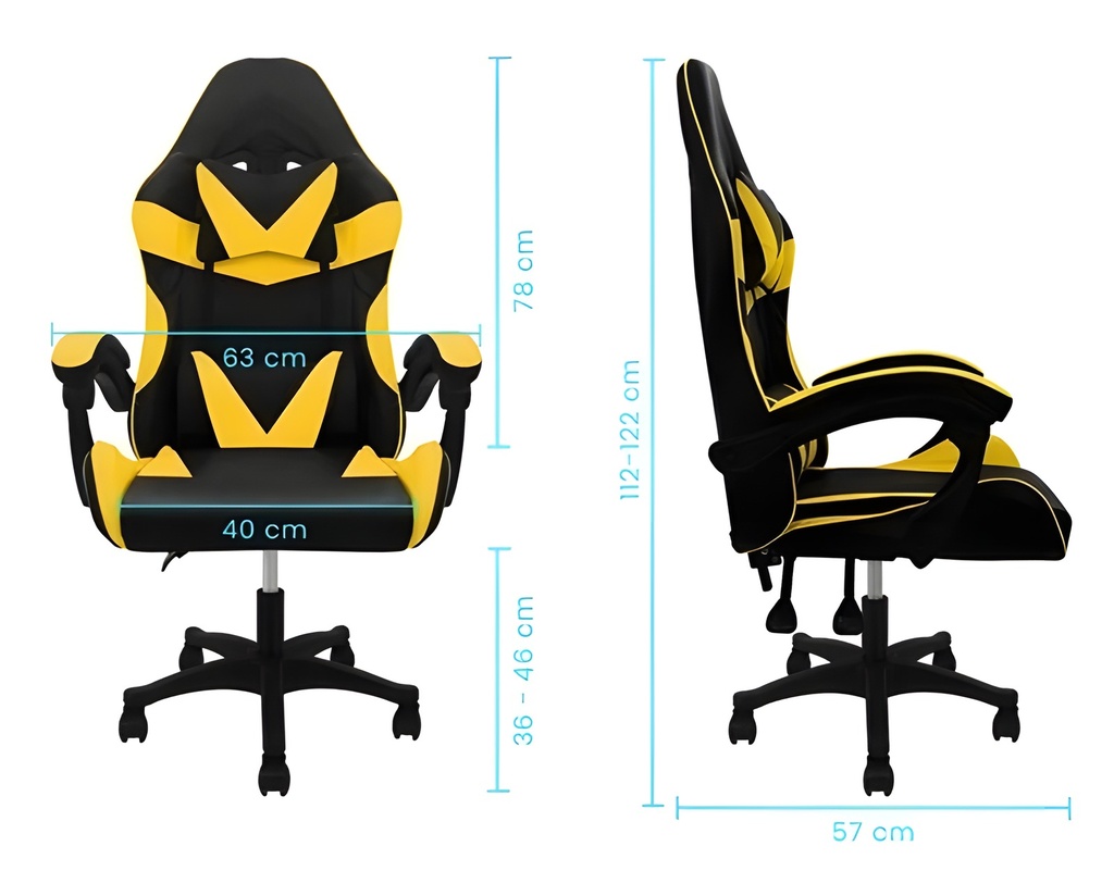 Silla De Oficina Negro Cuero Ergonómica Reclinable
