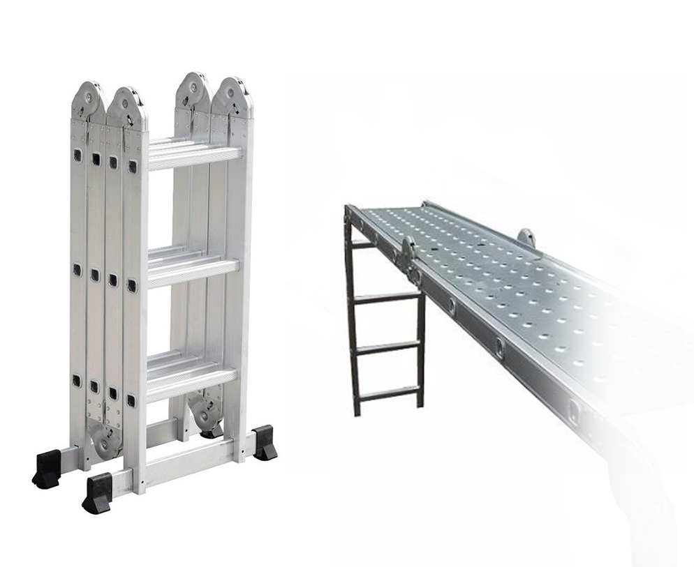 Escalera de Andamio de Aluminio 12 Escalones con Chapones Lumax