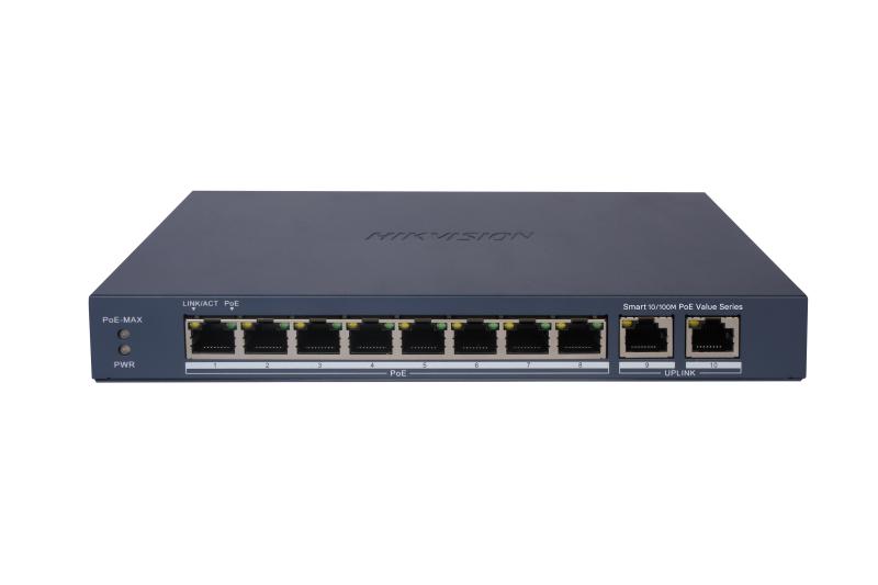 Switch No Administrable 8 Puertos 10/100Mbps 2 Uplinks Gigabit PoE 65W