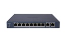 Switch No Administrable 8 Puertos 10/100Mbps 2 Uplinks Gigabit PoE 65W