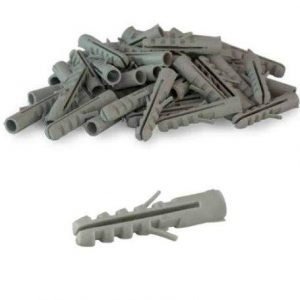 Taco Con Tope Para Tornillos 6mm Gris Claro