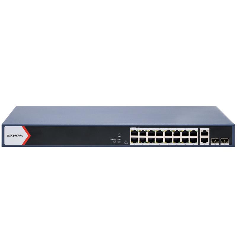 Switch No Administrable 16 Puertos Gigabit 2 Uplinks Fibra Óptica PoE 150W