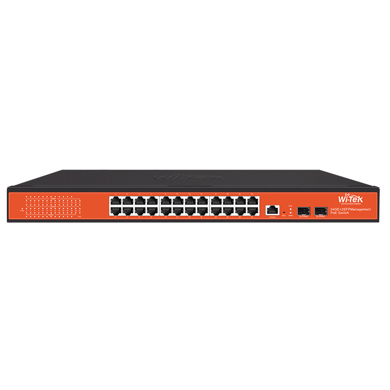 Switch No Administrable 24 Puertos Gigabit 2 Uplinks Fibra PoE 370W