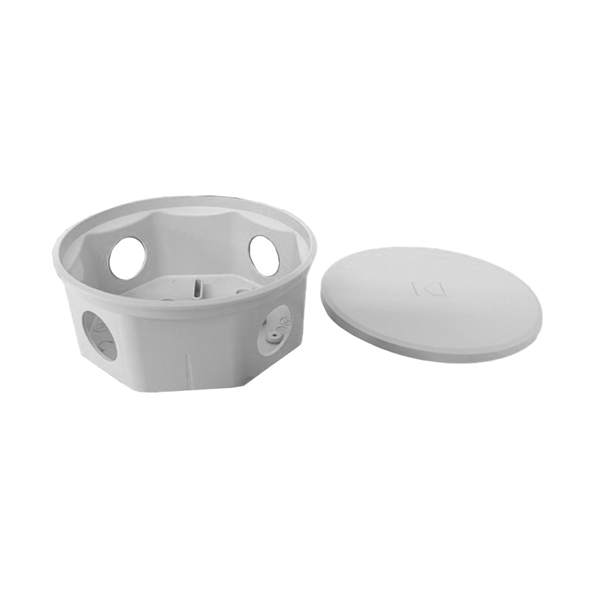 Caja Octogonal 108mm X 48mm Con Agujeros Gris Kalop