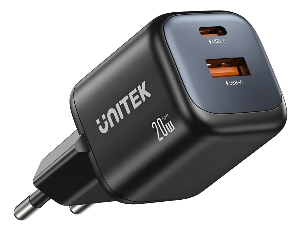 Cargador De Pared 20W USB-C USB-A (2 Puertos) Gan