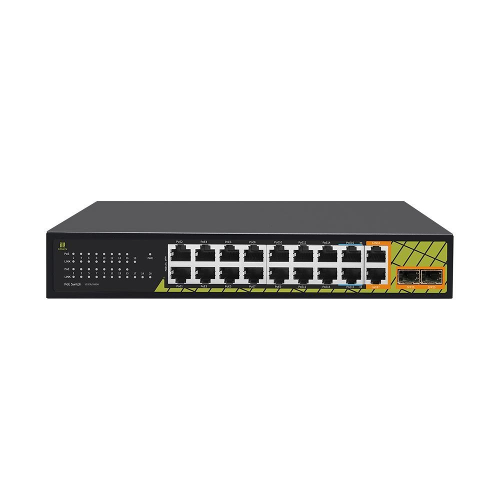 Switch Gigabit PoE 18 Puertos 2 Fibra Óptica
