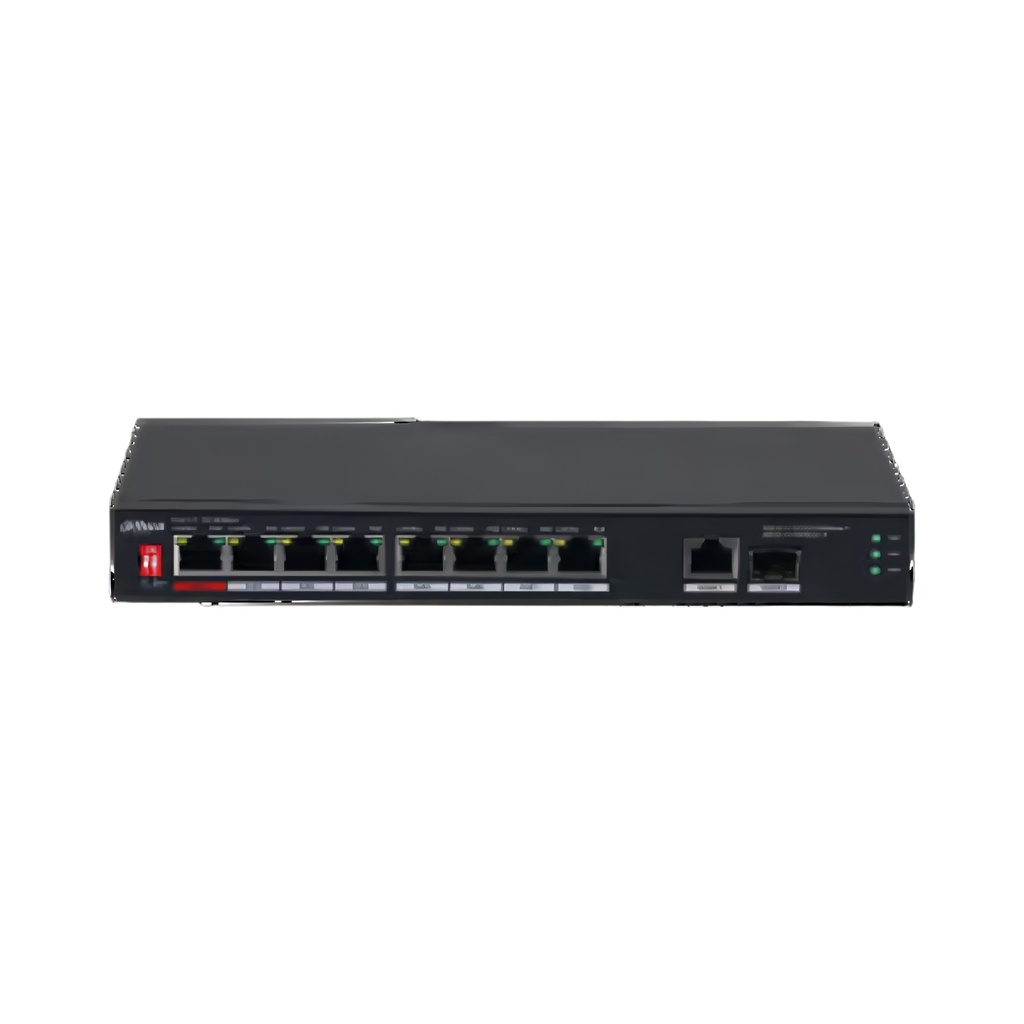 Switch No Administrable 8 Puertos 10/100 Mbps 2 Uplinks 10/100/1000 Mbps PoE 96W