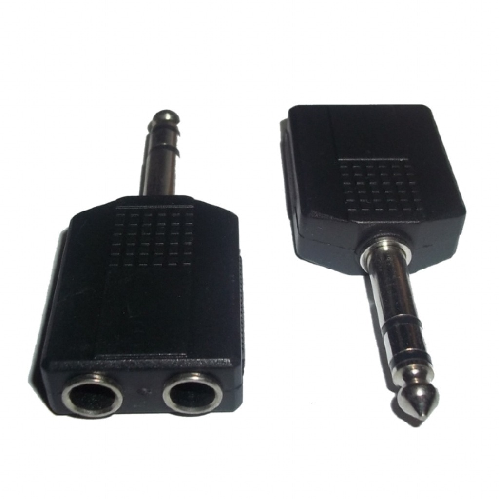 Adaptador Audio 6.3mm Macho A 2x 6.3mm Hembra