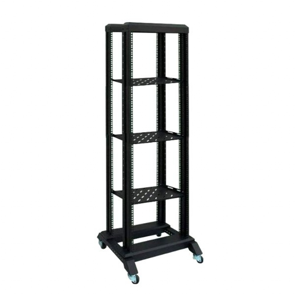 Bandeja De Rack Doble Con 3 Bandejas Y Orejeras Para Amurar Negro