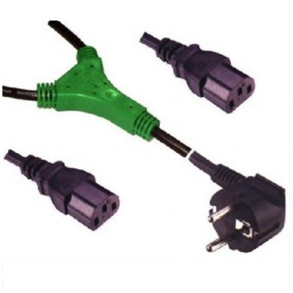 Cable De Alimentación Schuko 2x C13 3x1mm² Certificado 1.8m