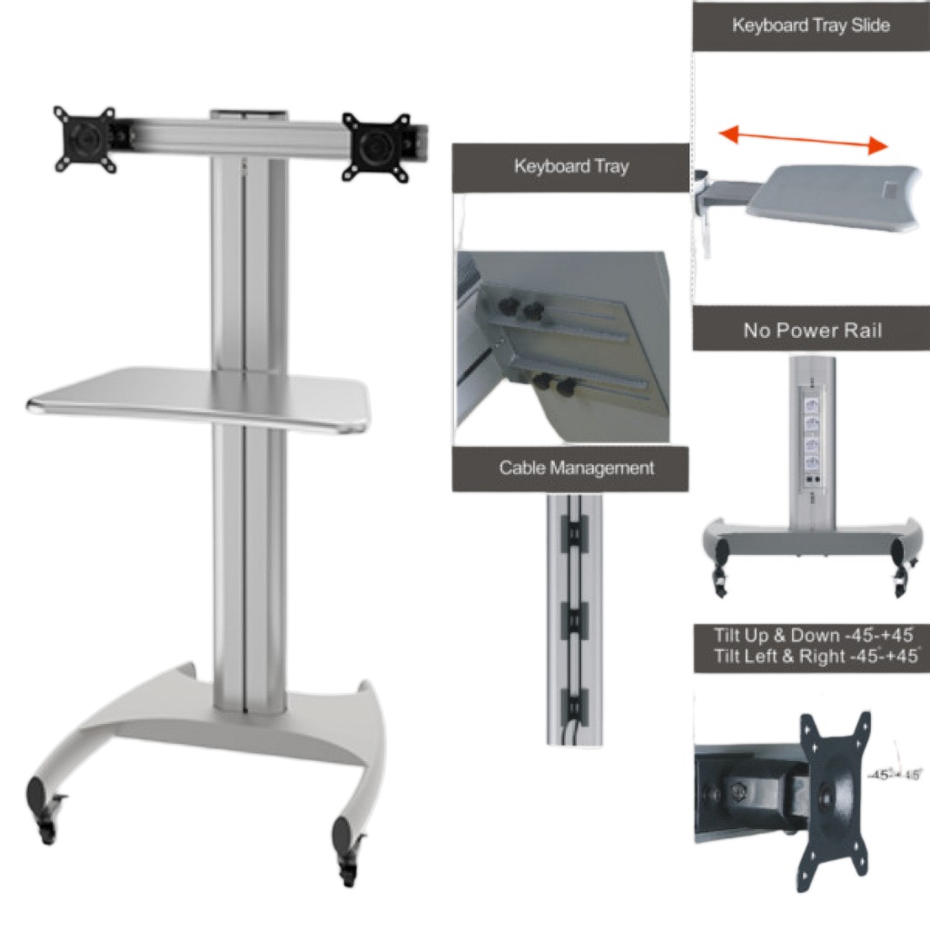 Soporte De Piso Doble 10"-24" Con Ruedas