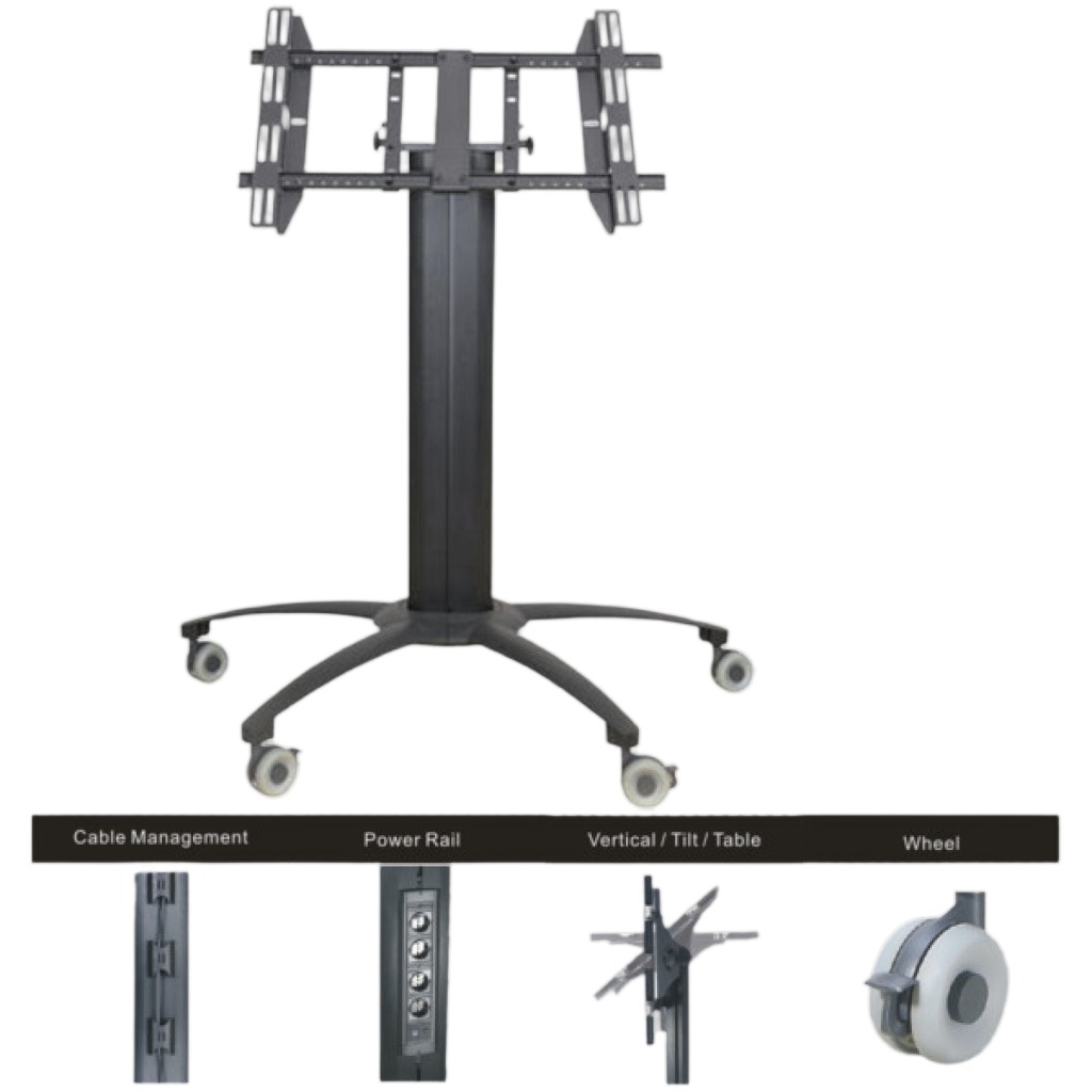 SOPORTE (MEDIA ALTURA) DE 32" A 55" C/ RUEDAS 600X400 60K