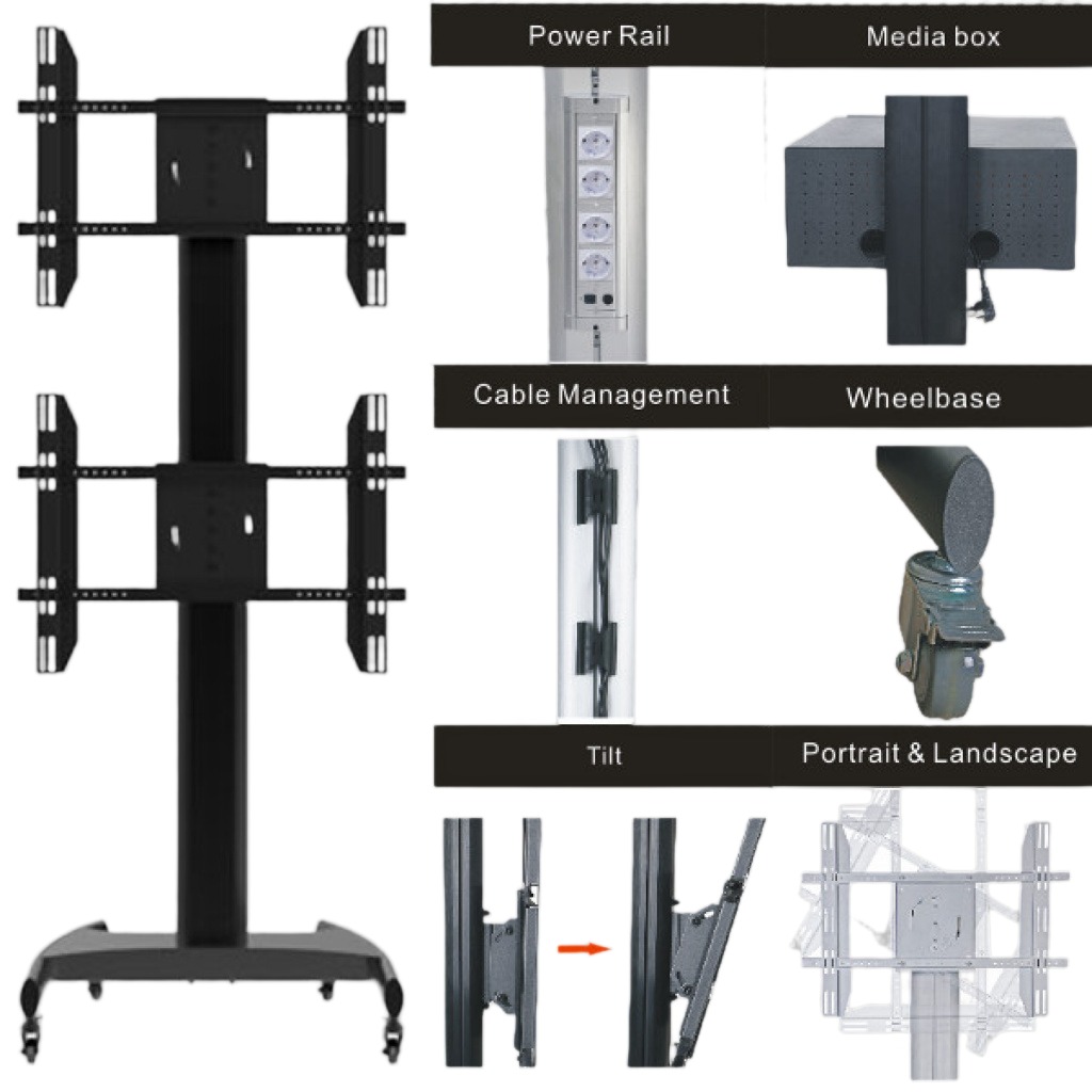 Soporte De Piso Para TV 32-65" 100Kg Con Ruedas