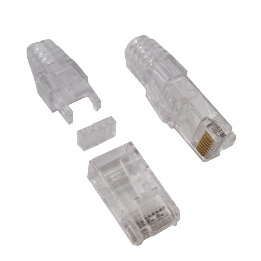 Conector Rj45 Cat6 Macho Enchapado En Oro Pasante