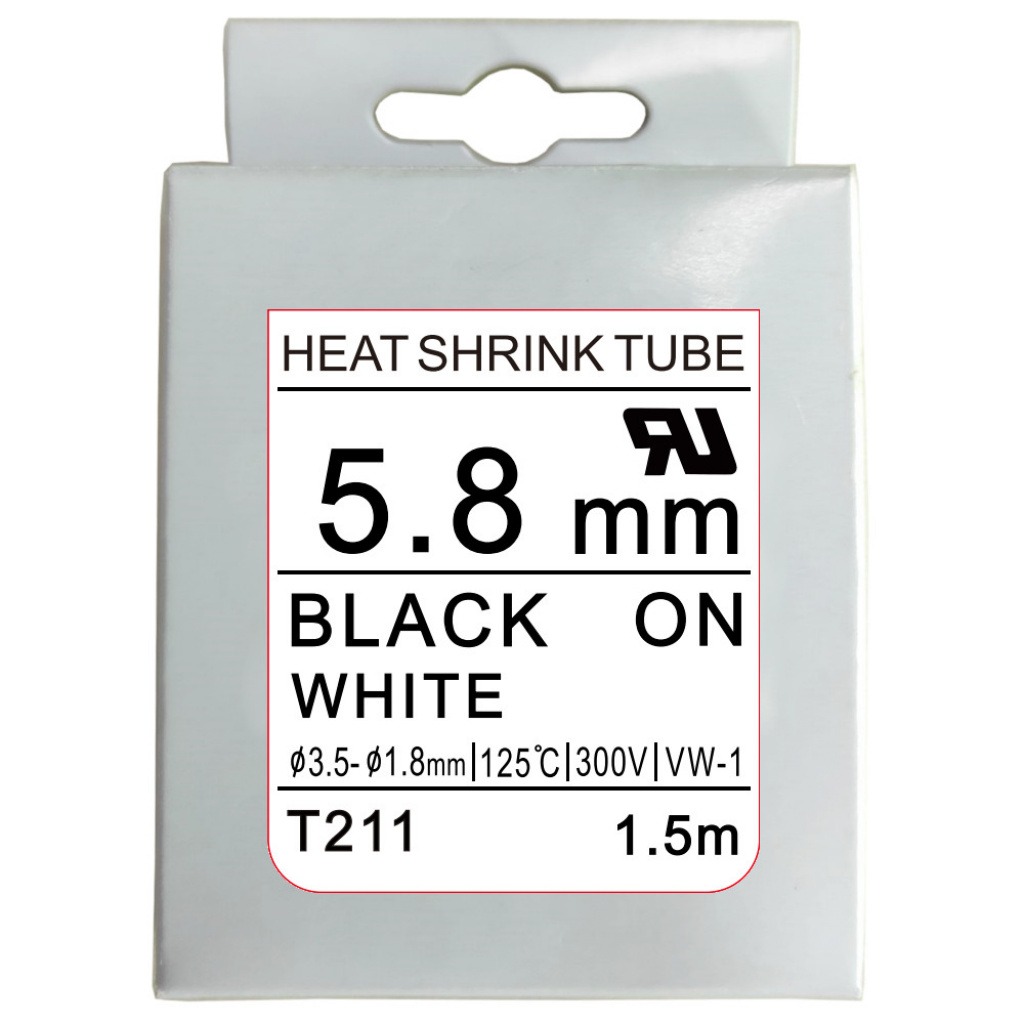 Cinta Rotuladora Termosellable 5.8mm X 1.5m Negro/Blanco