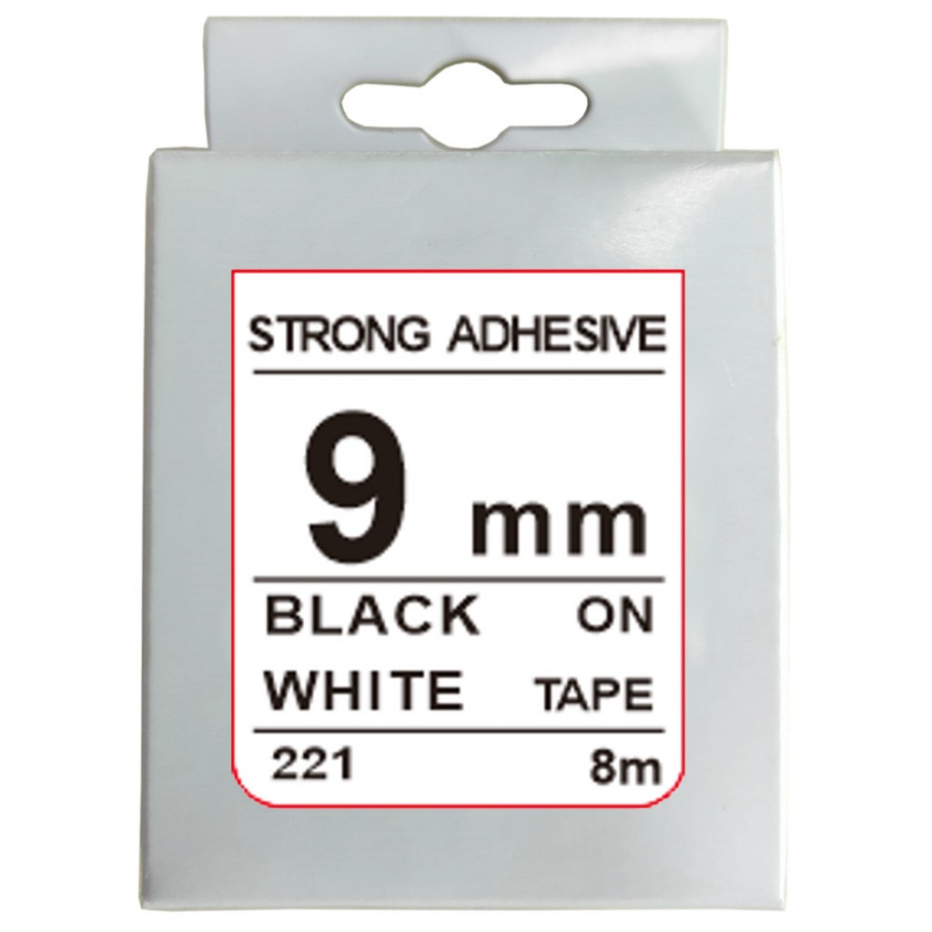 Cinta Rotuladora 9mm X 8m Negro/Blanco Fuerte