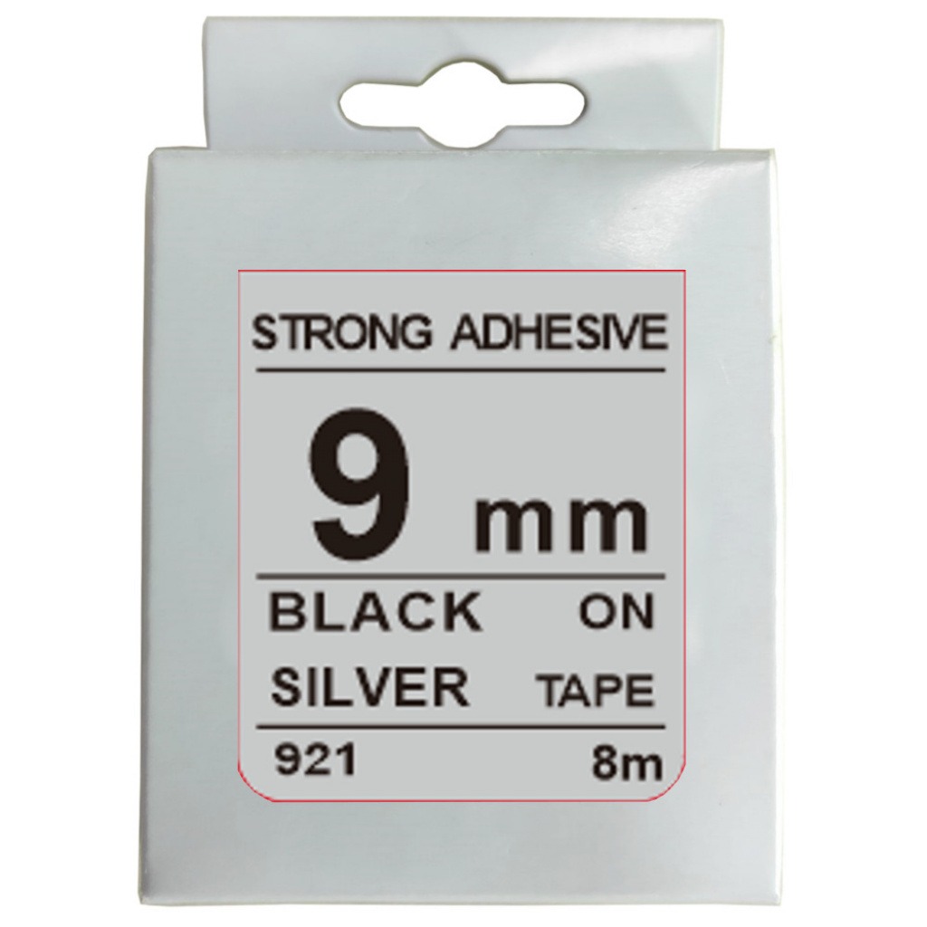 Cinta Rotuladora 9mm X 8m Negro Mate Plata Fuerte