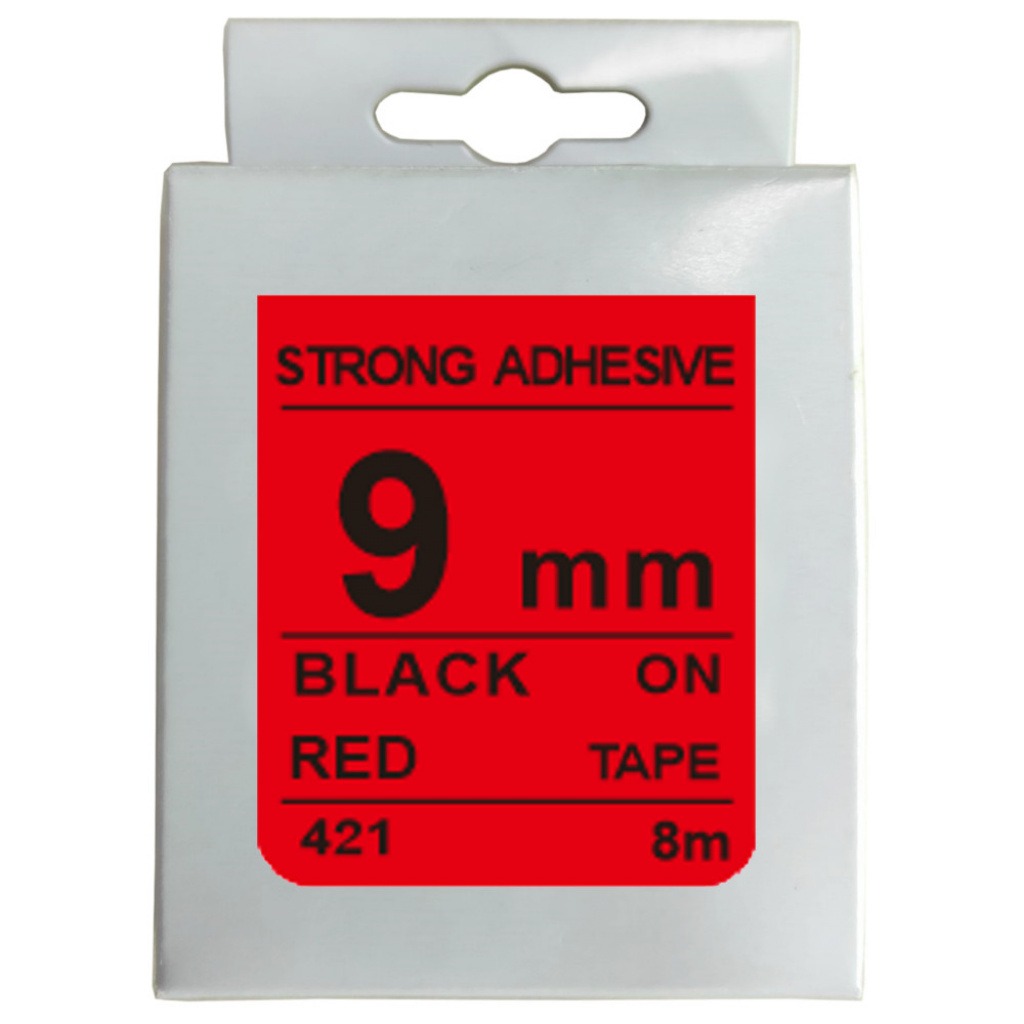 Cinta Rotuladora 9mm X 8m Negro Rojo Fuerte