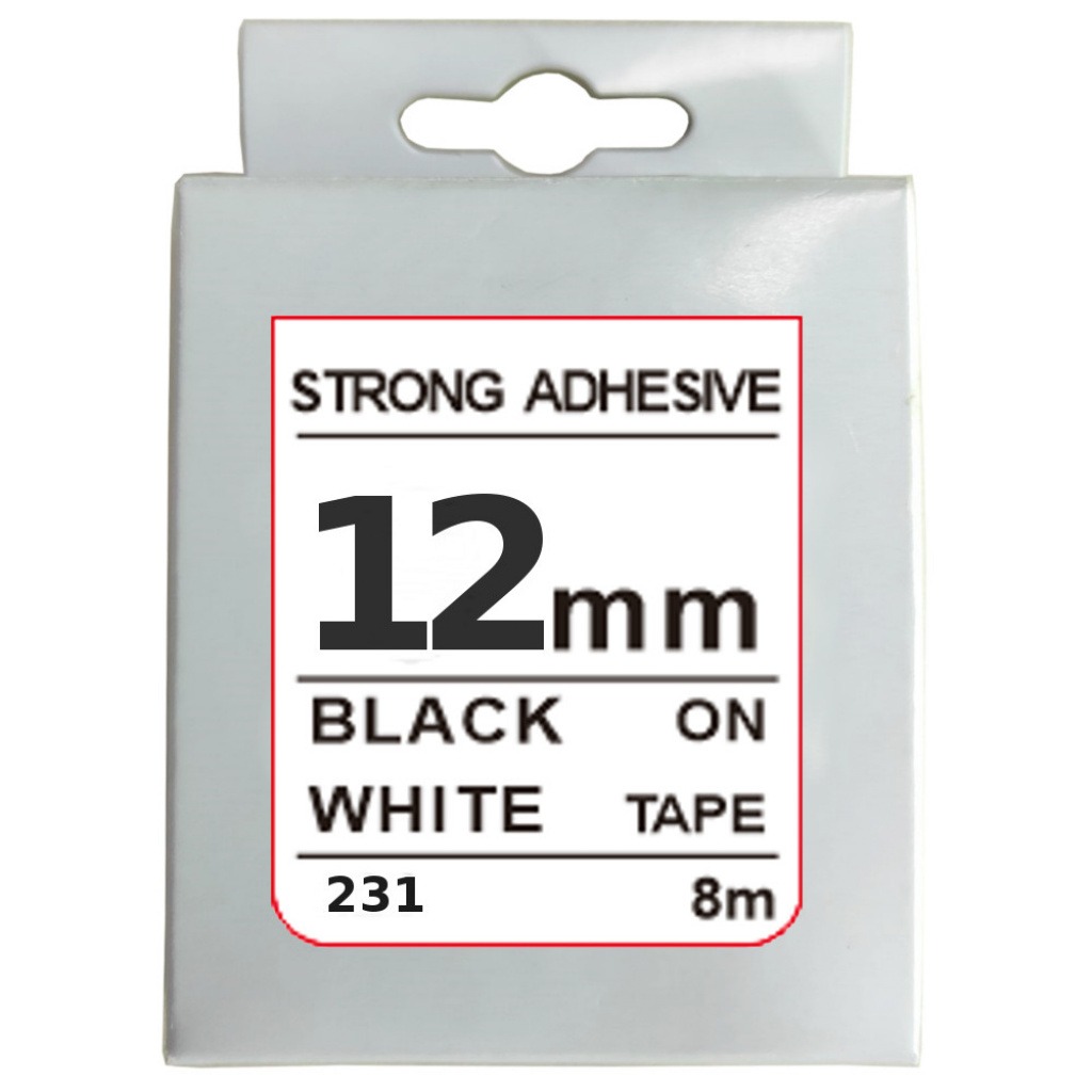 Cinta Rotuladora 12mm X 8m Negro/Blanco Fuerte