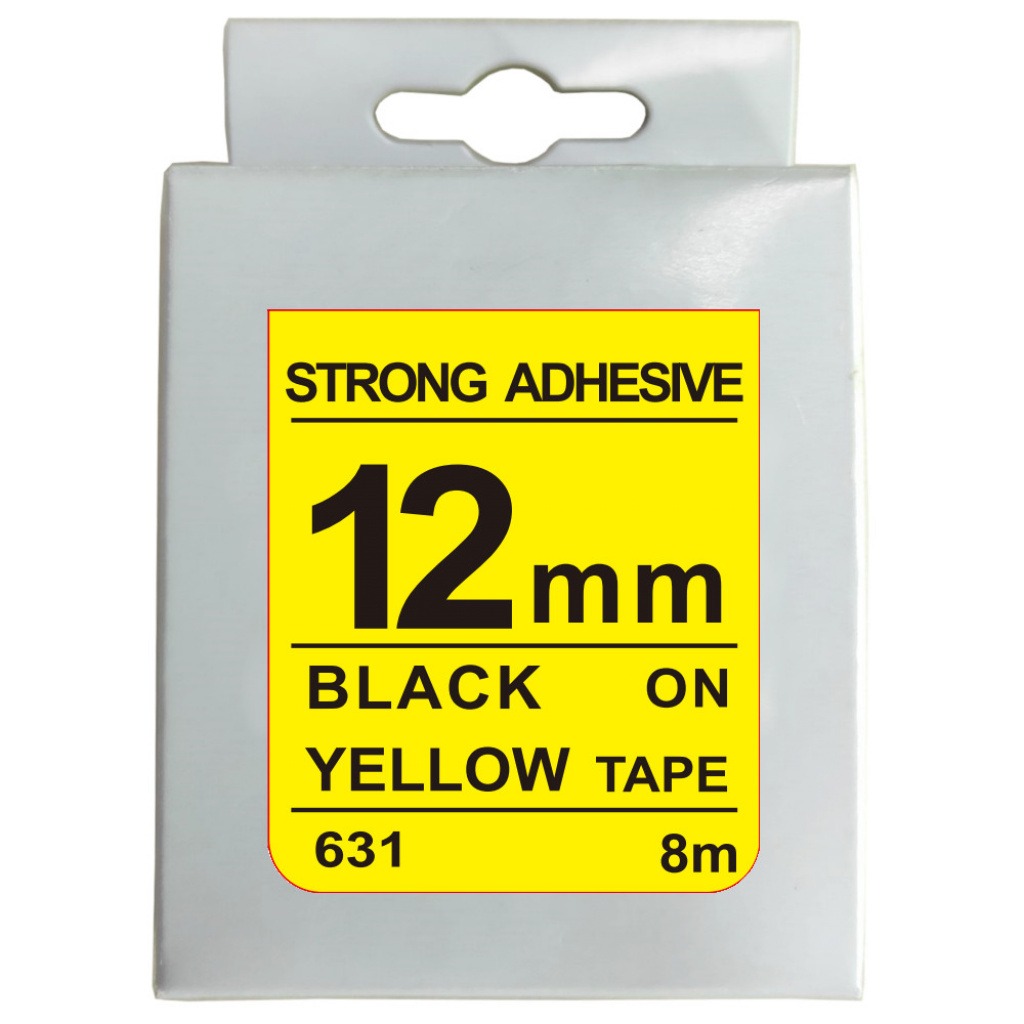 Cinta Rotuladora 12mm X 8m Negro/Amarillo Fuerte