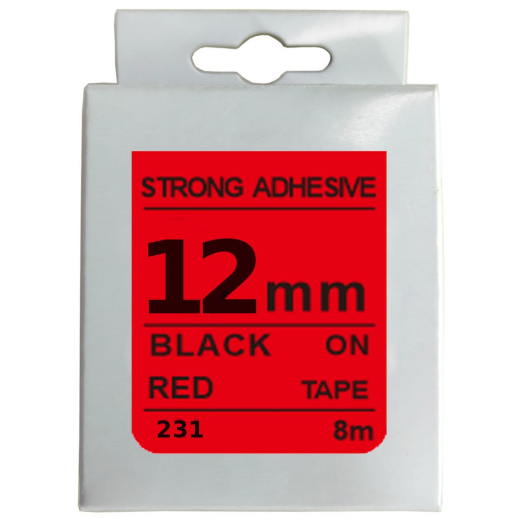 Cinta Rotuladora 12mm X 8m Negro/Rojo Fuerte
