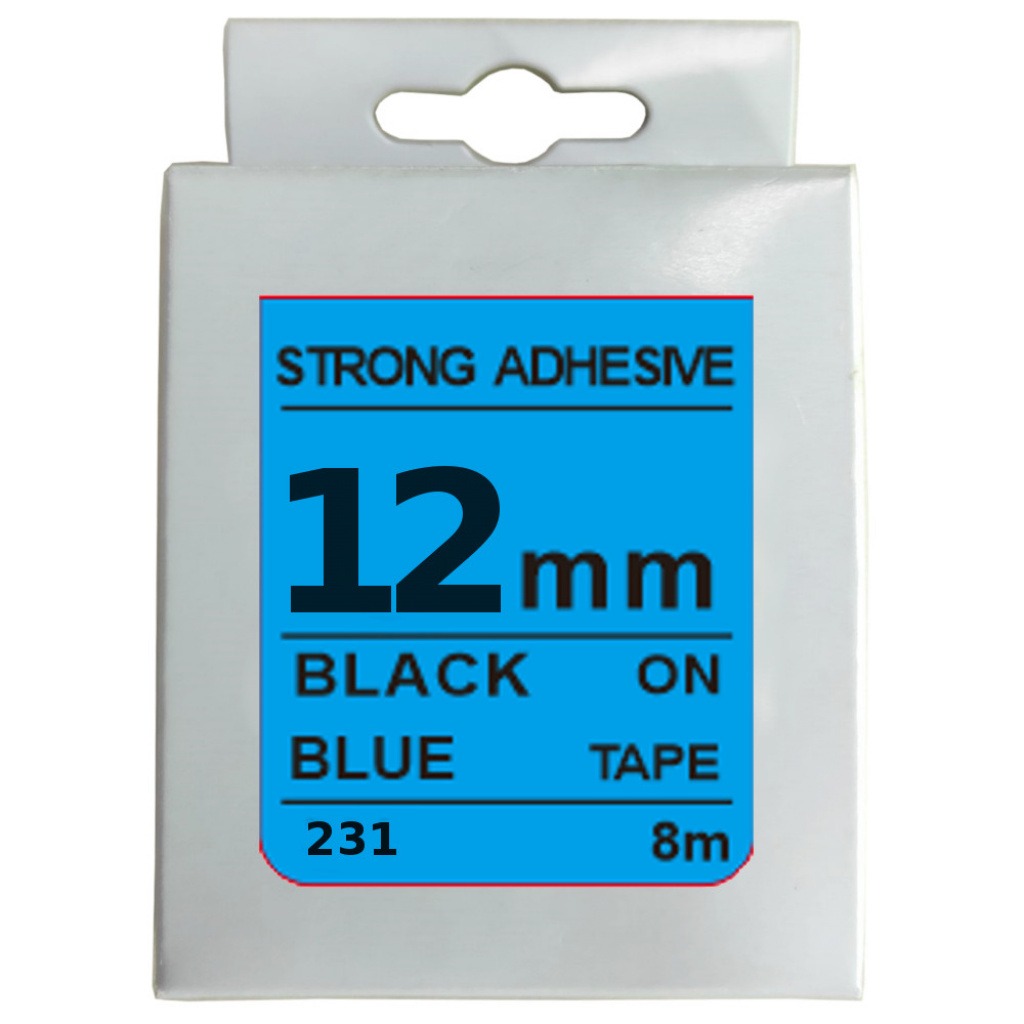 Cinta Rotuladora 12mm X 8m Negro Azul Fuerte