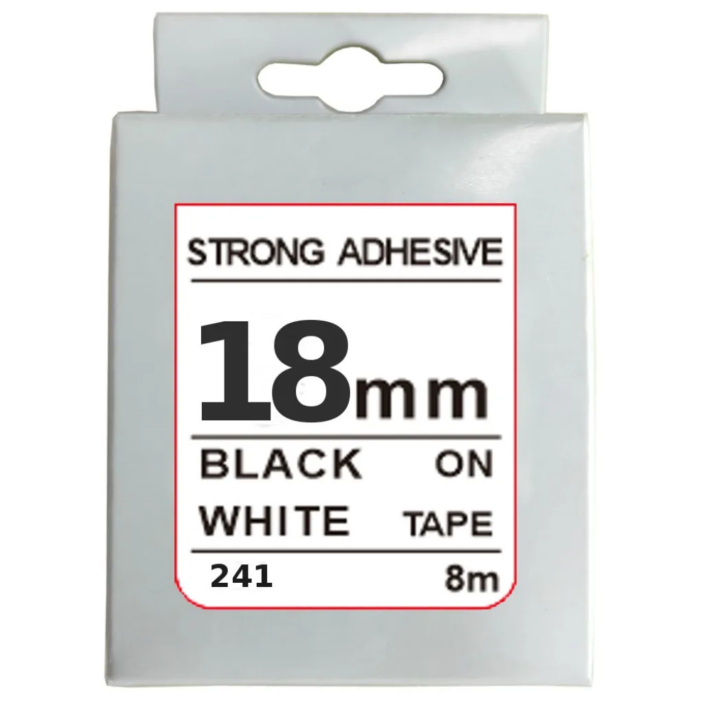 Cinta Rotuladora 18mm X 8m Negro/Blanco Fuerte