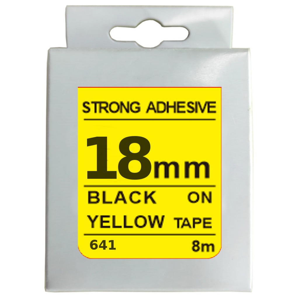 Cinta Rotuladora 18mm X 8m Negro/Amarillo Fuerte