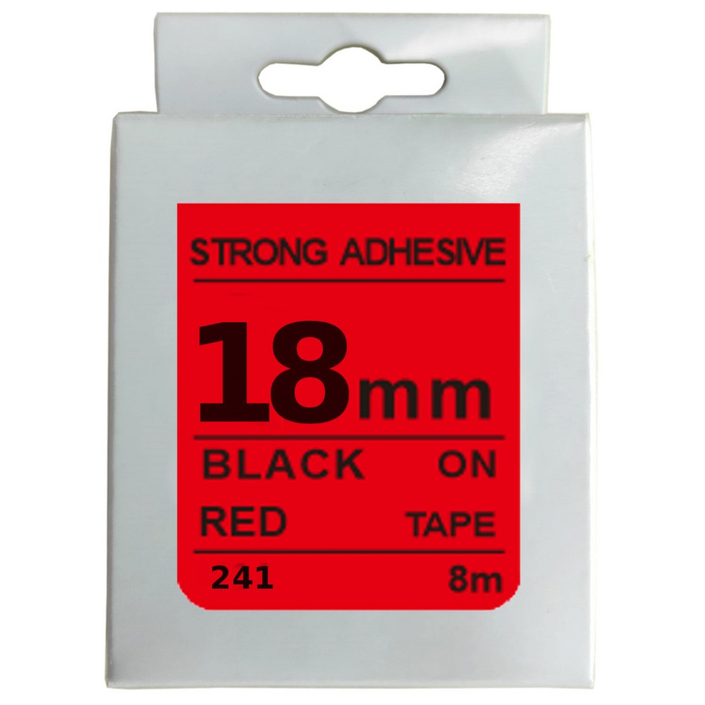 Cinta Rotuladora 18mm X 8m Negro/Rojo Fuerte