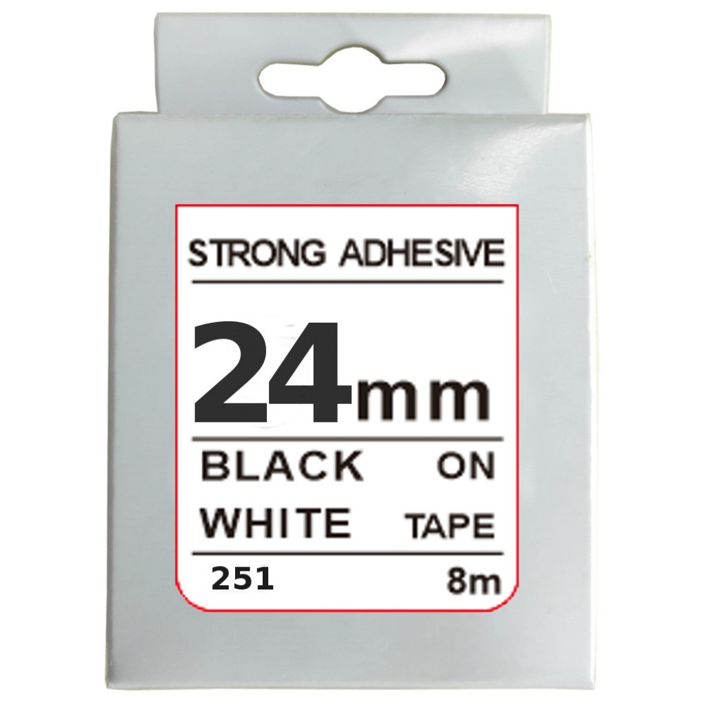 Cinta Rotuladora 24mm X 8m Negro/Blanco Fuerte