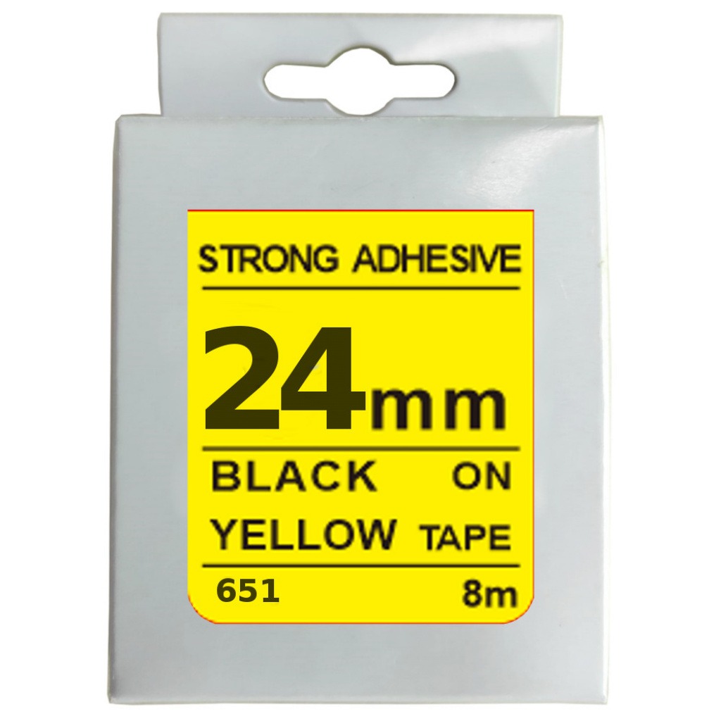 Cinta Rotuladora 24mm X 8m Negro/Amarillo Fuerte
