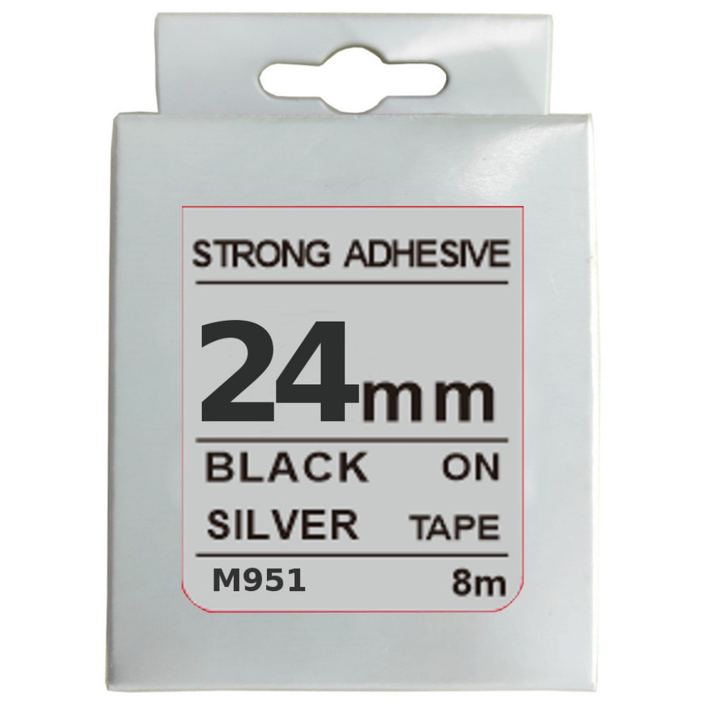 Cinta Rotuladora 24mm X 8m Negra Mate Plata Fuerte