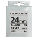 Cinta Rotuladora 24mm X 8m Negra Mate Plata Fuerte