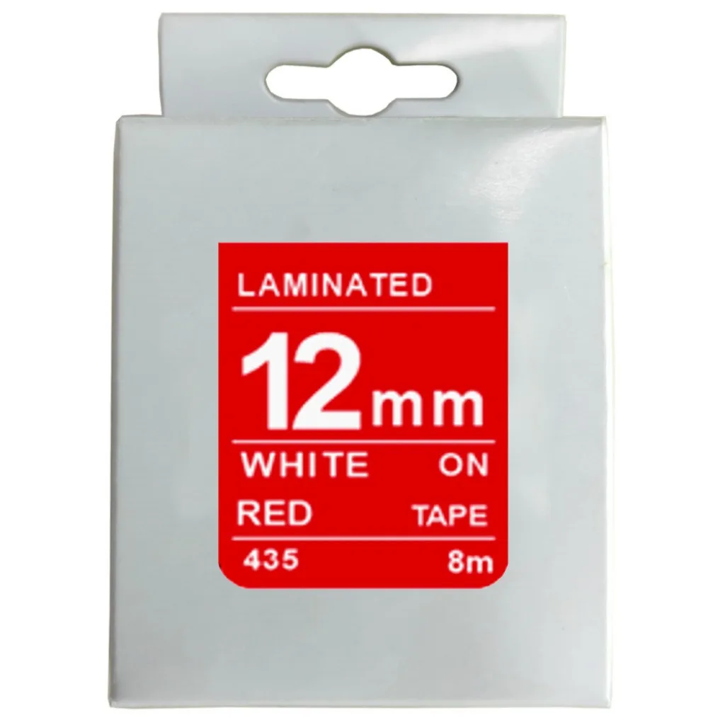 Cinta Rotuladora 12mm X 8m Blanco/Rojo