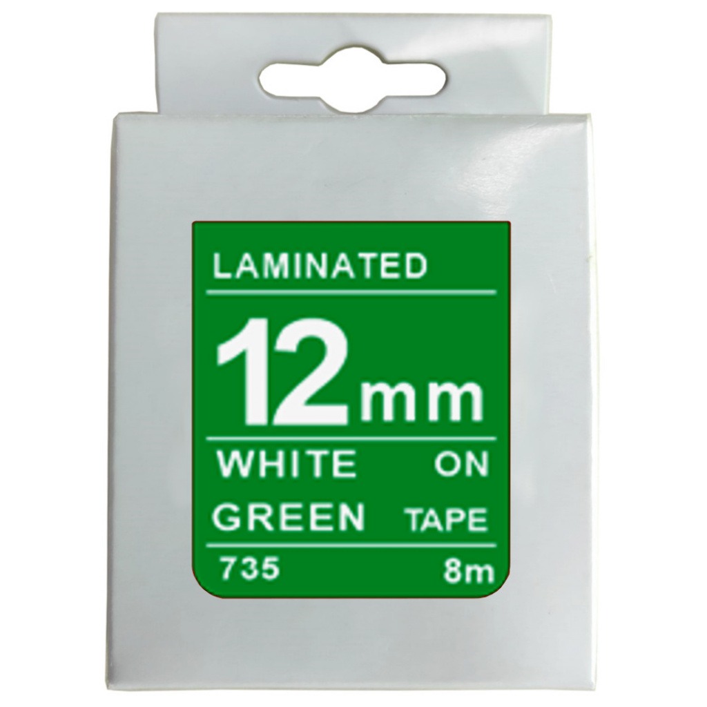 Cinta Rotuladora 12mm X 8m Blanco/Verde
