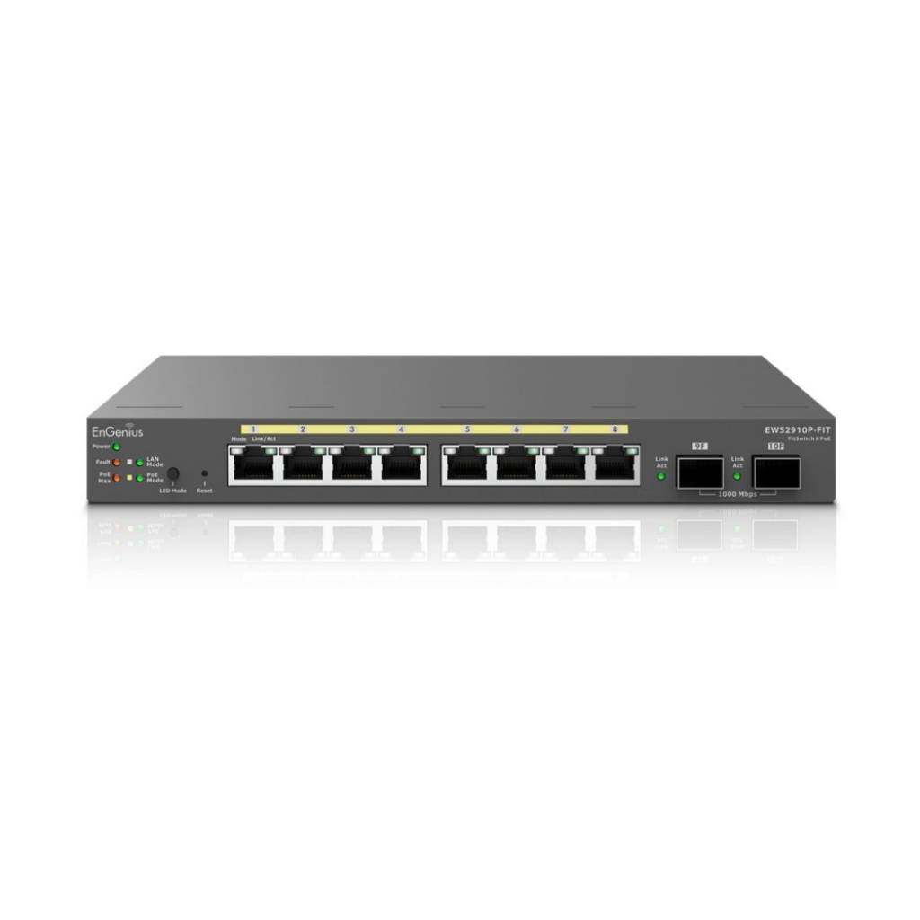 Switch No Administrable 8 Puertos Gigabit 2 Uplinks Sfp PoE+ 55W