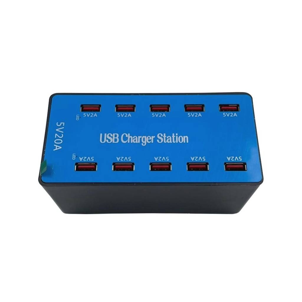 Cargador USB 10 Puertos 5V 20A 100W Con Ventilador